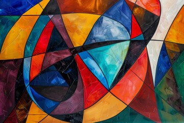 Fototapeta premium abstract modern geometric background design with various textures and shapes, floating circles squares diamonds and triangles