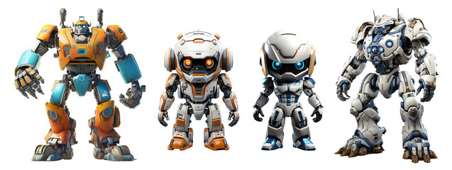 set of 3d animated robot characters, generative ai - obrazy, fototapety, plakaty