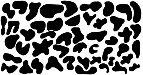Organic abstract liquid blob black shape isolated. Trendy banner and graphic vector element. Set of irregular blot form.