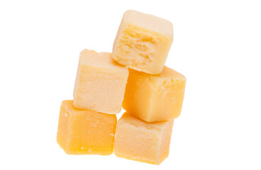 cheese cubes isolated