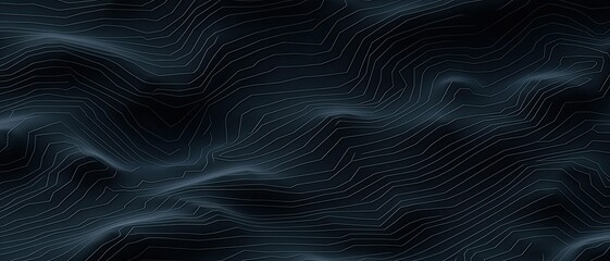 Topographic pattern on black background showing lines, contour tracks, grid geographical terrain - obrazy, fototapety, plakaty