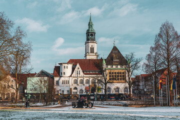 Panoramic view of the architecture of the old town of Celle in Germany.