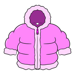 Obraz premium pink winter jacket illustration hand drawn isolated vector