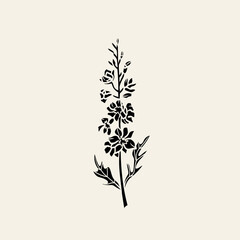 Flat vector delphinium of larkspur flower