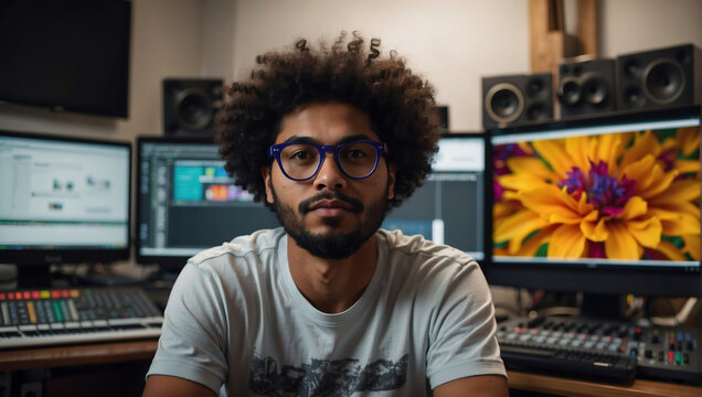 Musikproduzent mit Leidenschaft im professionellen Tonstudio
