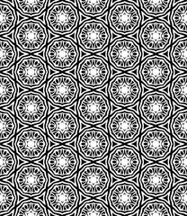 Black and white seamless abstract pattern. Background and backdrop. Grayscale ornamental design. Mosaic ornaments. Vector graphic illustration. EPS10.