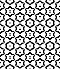Black and white seamless abstract pattern. Background and backdrop. Grayscale ornamental design. Mosaic ornaments. Vector graphic illustration. EPS10.