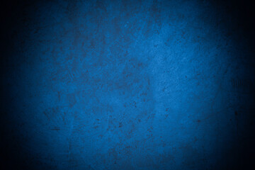 Old wall pattern texture cement blue dark abstract  blue color design are light with black gradient background.