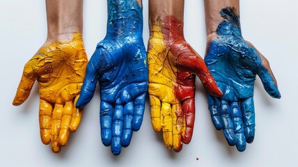 hands of different colors. 
