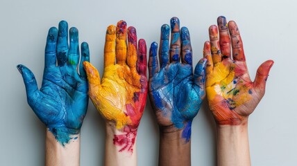hands of different colors. 