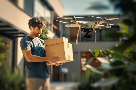 Smart package Drone Delivery military drone delivery. Parcel environmental monitoring drone box deep learning shipping. Logistic custom box mobility renewable energy in transportation