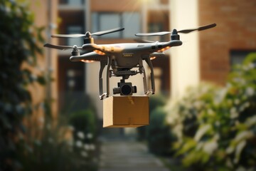 Smart package Drone Delivery drone delivery service. Parcel parcel delivery fleet box urban parcel delivery shipping. Logistic parcel delivery center mobility virtual reality headsets