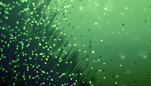 Abstract background with small triangles and several large triangular shapes in green colors