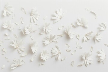 Beautiful white flowers and petals for elegant background designs