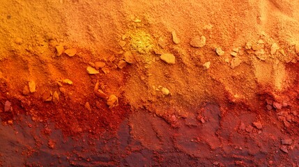 A textured surface of mixed paprika powders creating a gradient from light orange to deep red