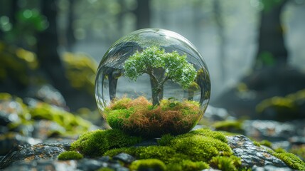 Environment, Social, and Governance icon, World sustainable environment concept in crystal globe.