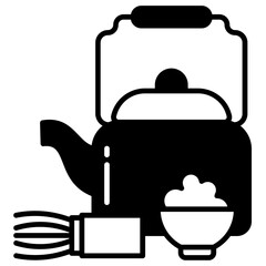 Obraz premium tea matcha glyph and line vector illustration