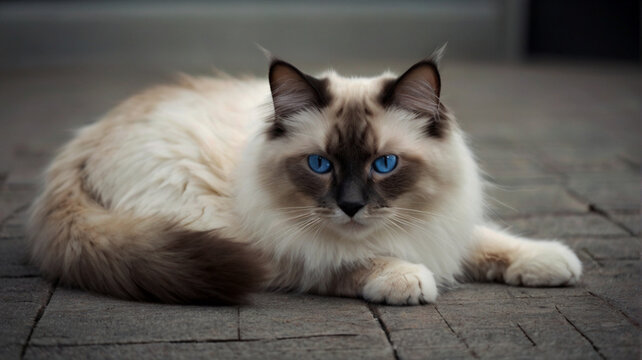 The Ragdoll cat poses for a photo