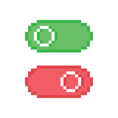 On Off switch icon 8 bit, pixel art  turn On Off  icon  for game  logo.