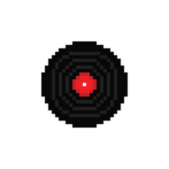 vinyl record  icon 8 bit, pixel art  music icon  for game  logo.