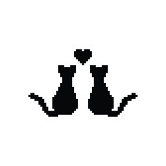 love cat pixel art icon vector animal for  8 bit game logo