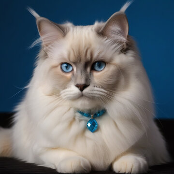 The Himalayan cat poses for a photo