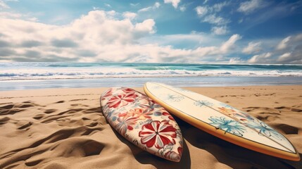 Vintage Surfboards on the Beach 