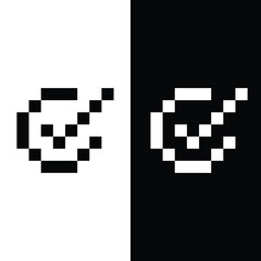 pixel check mark  icons.  yes 8 bit  icon