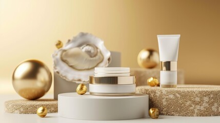 Skincare oyster face cream, Oyster-based cosmetics and oysters. Trend. Skincare industry