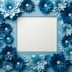 Mockup card with white composition flowers on the blue background
Photo frame with free white space around Christmas tree decorations and gifts on a blue background.
