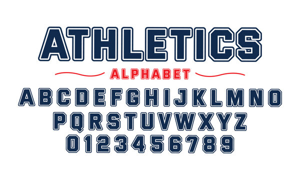 Editable typeface vector. Athletics sport font in american style for football, baseball or basketball logos and t-shirt.	