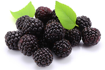 Closeup fresh blackberries fruit isolated on white background сreated with Generative Ai