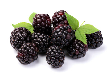 Closeup fresh blackberries fruit isolated on white background сreated with Generative Ai