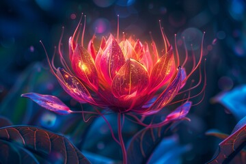 a stunning vibrant alien bioluminescent flower
