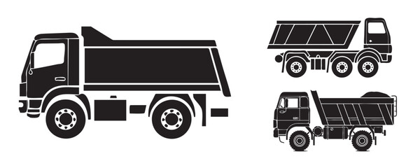 Dump truck icon set. Simple set of dump truck vector icons for web design isolated on white background © Pixzot