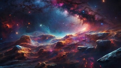 Explore the vast and colorful galaxy, filled with swirling nebulas and sparkling stars, as you journey through the depths of space