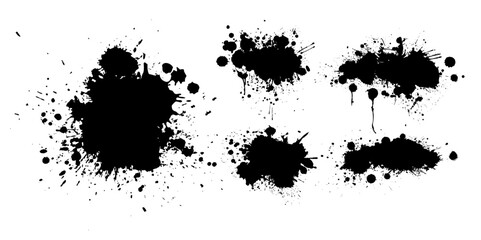 Set of abstract black blots. hand drawing. Not AI, Vector illustration