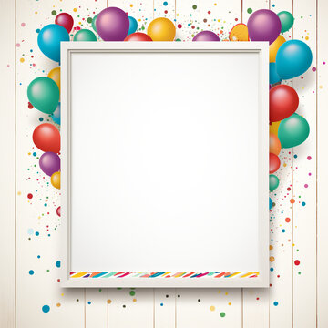 birthday frame digital illustration, with white space for photo in frame, empty frame сreated with Generative Ai