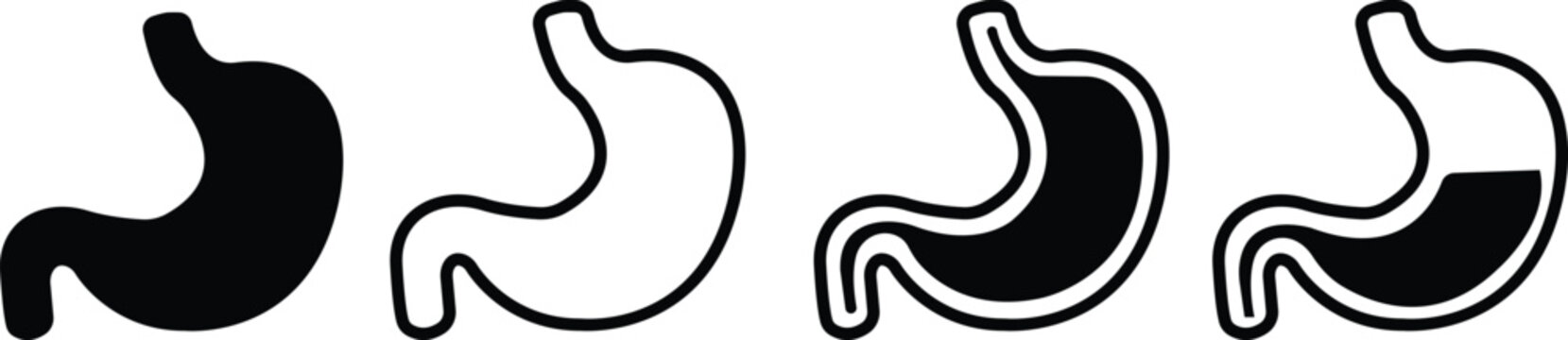 recommend clip art: good digestion icon set . improve stomach system vector symbol in black filled vector, human internal organs icon symbol, black silhouette images, endoscopy vector, isolated on transparent background.