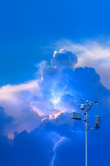 Weather station automatic measurement of weather parameters with Stormy sky