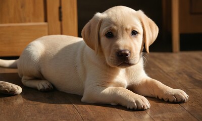 Cute labrador dog puppy with white fur - 740946589