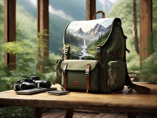 Nature's Canvas: AI Art Outdoor Backpack on Display