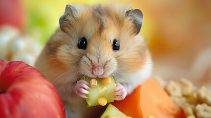 Gourmet Delights: Close-Up Views of Hamster Feeding Time