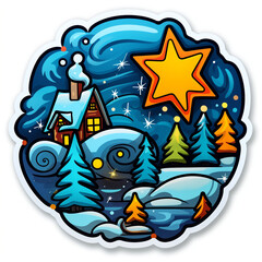 winter sticker сreated with Generative Ai