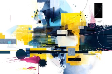 Abstract Expressionism in Modern Art with Dynamic Splashes of Color and Shape