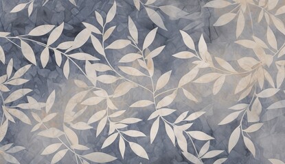 Abstract plant leaves on gray and white background