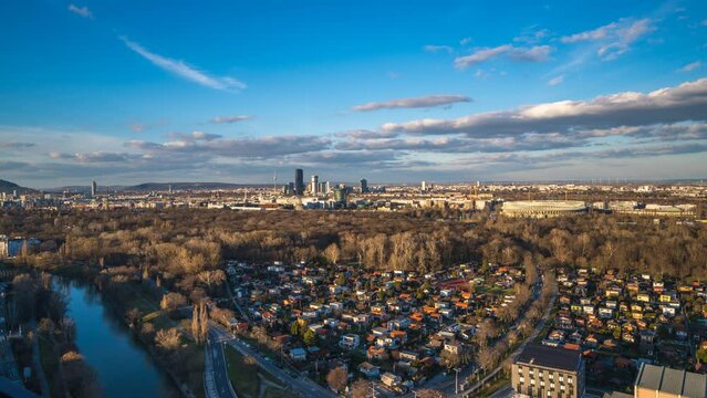 Vienna aerial skyline view time lapse footage of city vienna austria top view at day.