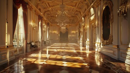 Royal palace interior design , luxurious and splendid interior - obrazy, fototapety, plakaty
