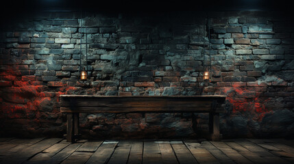 Fototapeta na wymiar dark room brick wall grunge texture background сreated with Generative Ai