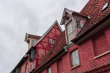 Panoramic view of the architecture of the old town of Lüneburg in Germany.